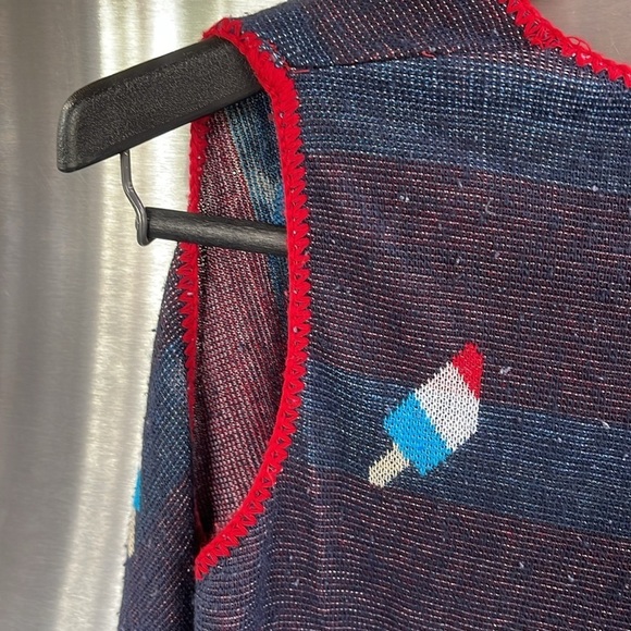 Xhilaration women’s small open cardigan, red white, and blue sweater popsicle. - Picture 6 of 6